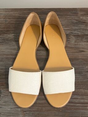 J. Crew White Textured D'Orsay Sandals with Tan Footbed